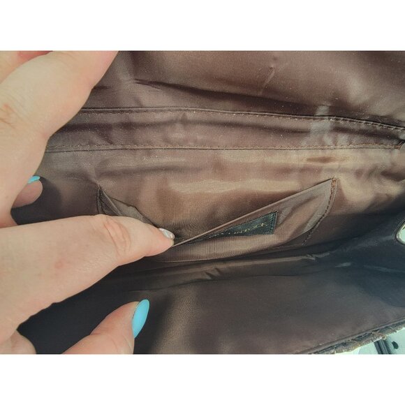 Jessica McClintock Brown Matelassé Clutch Wallet with Chain - Picture 5 of 8